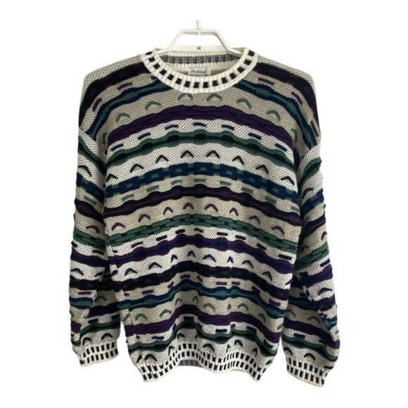 Protege Mens Sweater Size Large Grandpa Textured Long Sleeve 90's Cosby